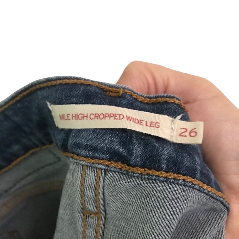 Levi’s Mile High Cropped Wide Leg button fly denim blue jeans 26 - Picture 5 of 7